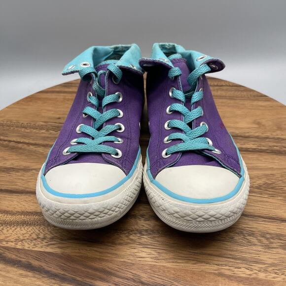 Converse Chuck Taylor All Star Shoes Womens 8.5 Purple Teal Fold Casual Skate - Picture 2 of 8